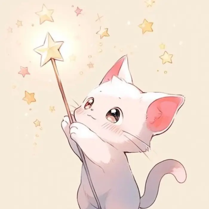 Thưởng thức ảnh avatar mèo chibi cute với nụ cười rạng rỡ