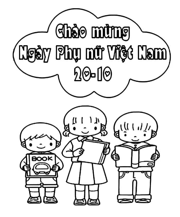 Tranh tô màu 20/10 siêu đáng yêu cho bé