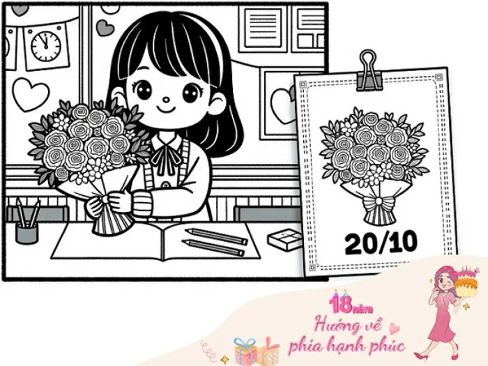 Gợi ý 15 mẫu tranh tô màu bé làm thiệp tặng mẹ, tặng bà, tặng cô giáo ngày  2010
