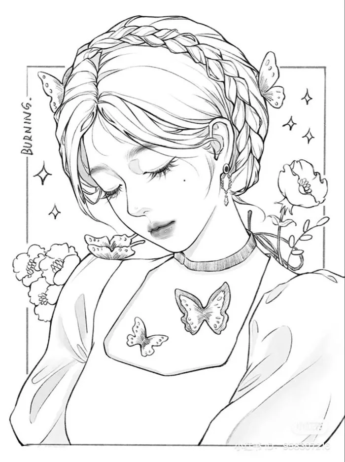 Tranh tô màu anime | Ý tưởng vẽ, Hình vẽ chì, Vẽ tranh