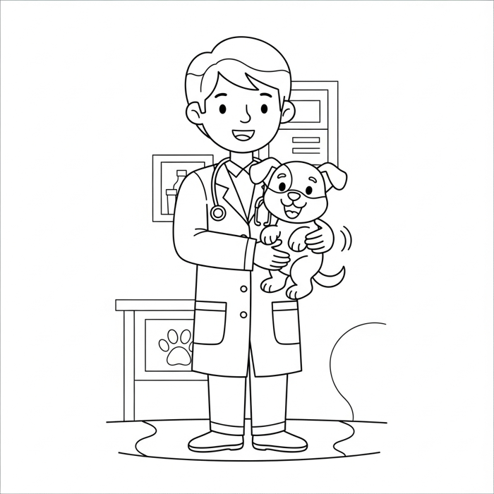 30 Tranh Tô Màu Bác Sĩ Thú Y: Tải Hình Khám Thú Cưng