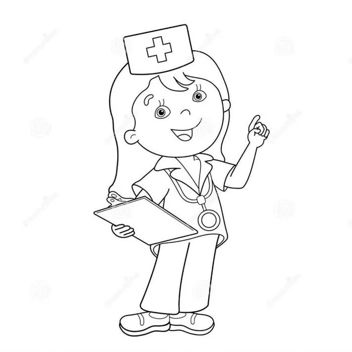 Những hình ảnh tô màu bé làm bác sĩ dễ thương, hình ảnh về nghề làm