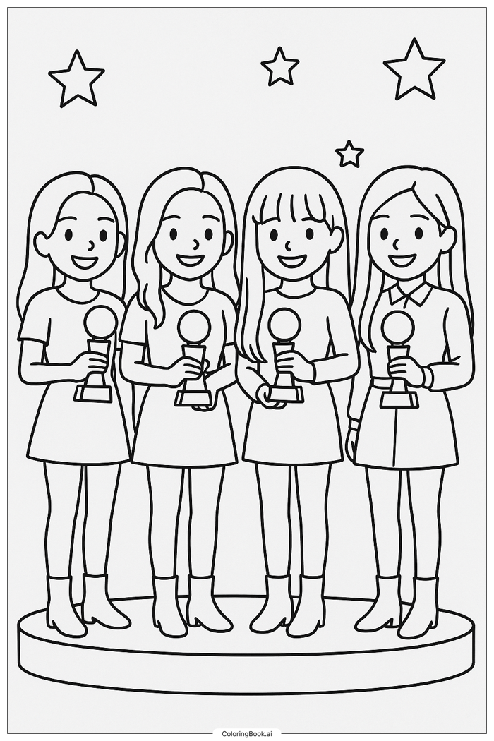 Trang Tô Màu Ôm nhóm dễ thương Blackpink Chibi (Có thể In Miễn Phí dưới  định dạng PDF & PNG)