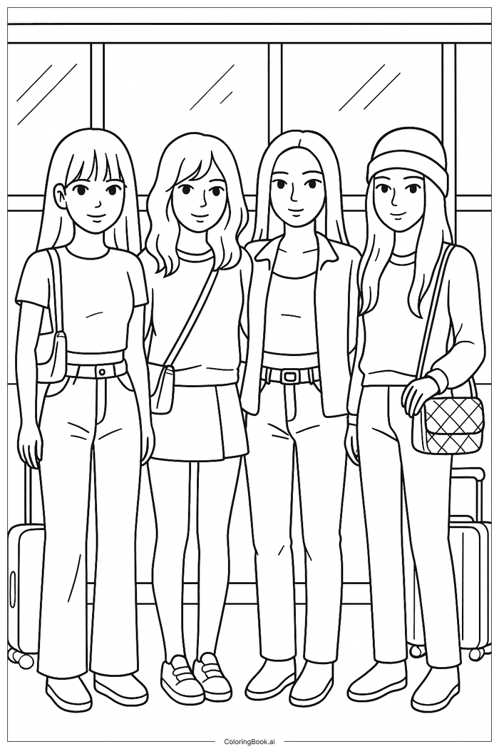 Trang Tô Màu Ôm nhóm dễ thương Blackpink Chibi (Có thể In Miễn Phí dưới  định dạng PDF & PNG)