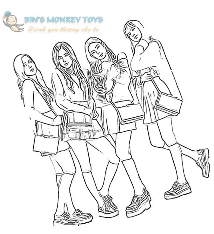 Tranh tô màu Blackpink đẹp, dễ thương cho bé thỏa sức sáng tạo