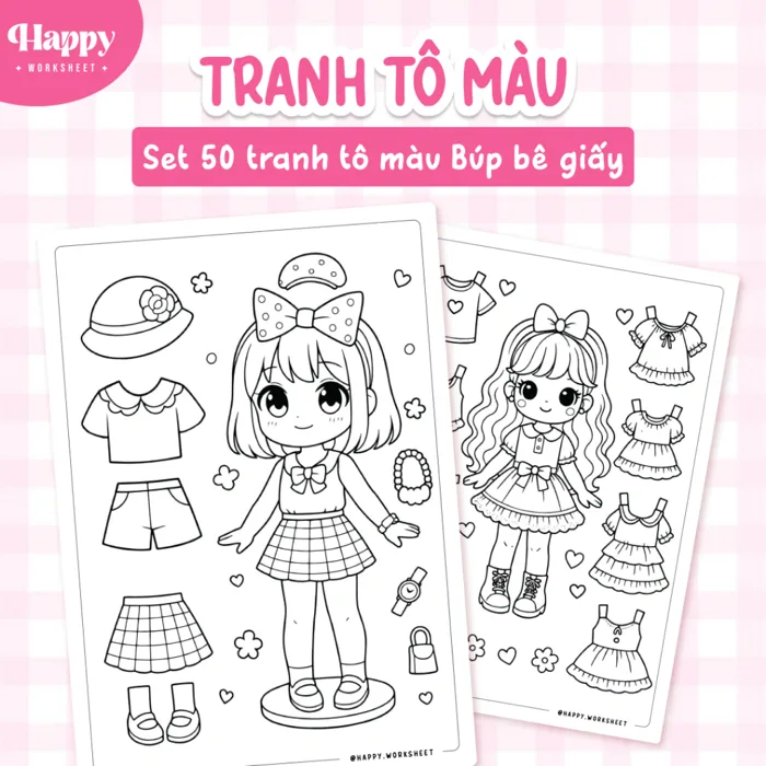 Set 50 Tranh Tô Màu Búp Bê Giấy – Bé Sáng Tạo Thời Trang & Phối Đồ | Shopee  Việt Nam