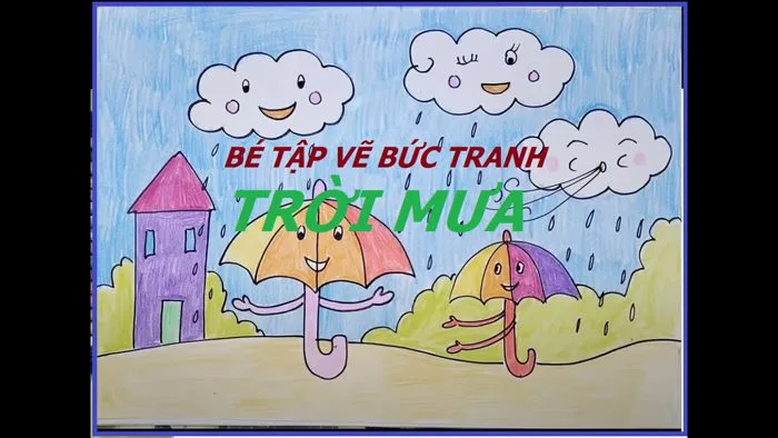 Bài 23: Bé tập vẽ bức tranh trời mưa - ( Học vẽ cùng Gấu)