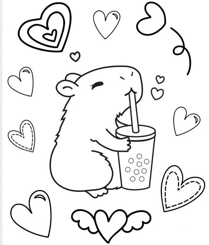 20 bức tranh tô màu capybara, bé tô điểm thêm màu sắc cho loài động vật  đáng yêu nhất thế giới