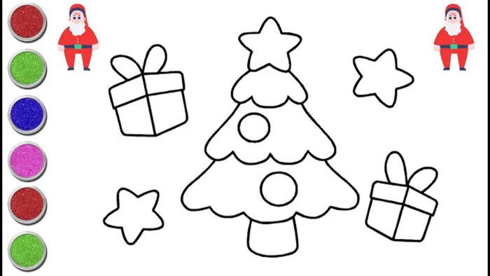 Cách vẽ cây thông noel và tô màu - How to draw and color a christmas tree