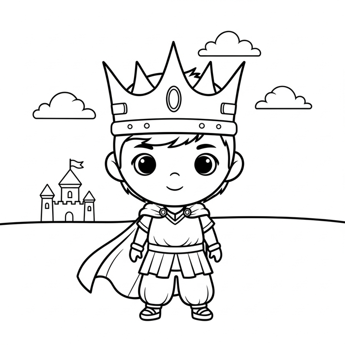 32 Tranh Tô Màu Hoàng Tử Cổ Trang Chibi Cho Bé Tập Tô