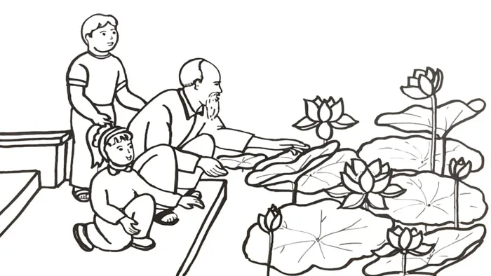 TRANH TÔ MÀU CHỦ ĐỀ QUÊ HƯƠNG ĐẤT NƯỚC - BÁC HỒ