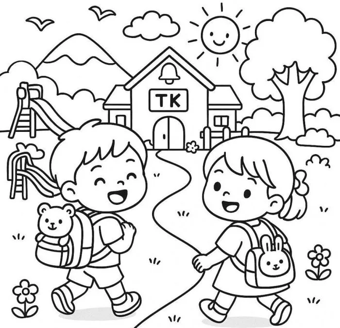 Tranh tô màu trường học, giúp bé hào hứng làm quen năm học mới