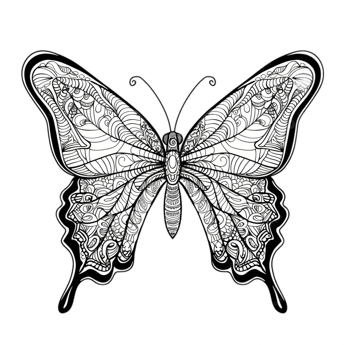 Hình ảnh Tranh Tô Màu Con Bướm Theo Phong Cách Zentangle PNG , Bươm Bướm,  Vẽ Nguệch Ngoạc, Tô Màu PNG trong suốt và Vector để tải xuống miễn phí