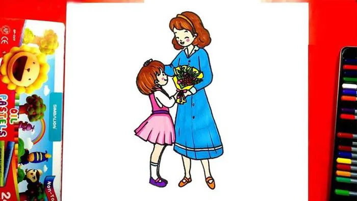 Vẽ tranh ngày Phụ nữ Việt Nam 20-10 rất đơn giản mà đẹp | Vẽ tranh tặng cô  giáo ngày 20-10 dễ nhất | Vẽ hoa đơn giản, 20/11 ngày nhà giáo việt nam