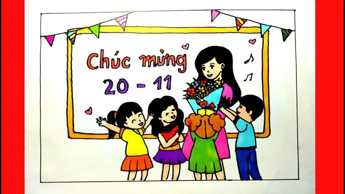 Cách vẽ tranh ngày nhà giáo Việt Nam 20 tháng 11 cực đơn giản và dễ thương