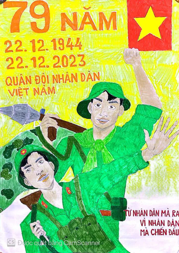 Vẽ tranh kỉ niệm 79 năm ngày thành lập quân đội nhân dân Việt Nam và 34 năm  ngày hội quốc phòng toàn dân | THPT Nguyễn Tất Thành