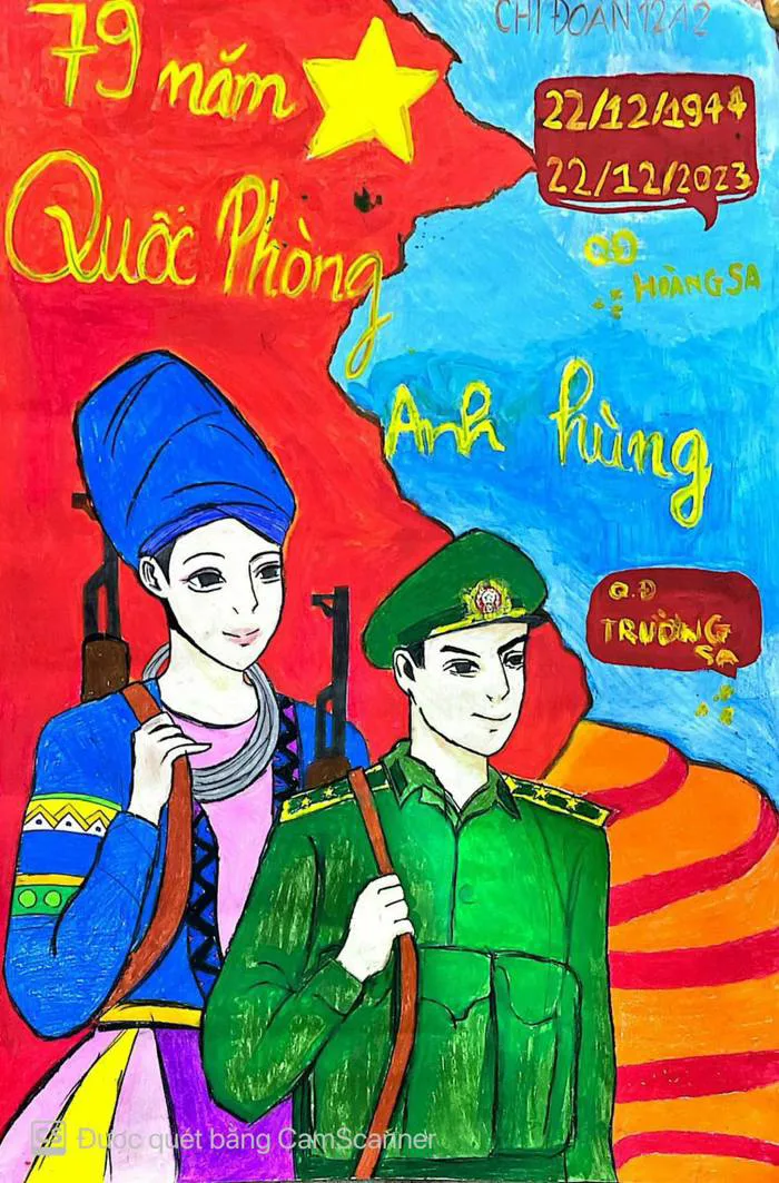 Vẽ tranh kỉ niệm 79 năm ngày thành lập quân đội nhân dân Việt Nam và 34 năm  ngày hội quốc phòng toàn dân | THPT Nguyễn Tất Thành
