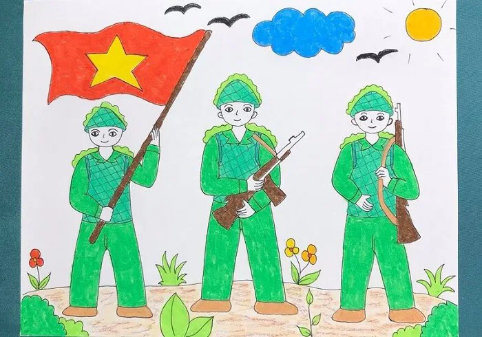 35 mẫu tranh vẽ ngày 22/12 đẹp và ý nghĩa năm 2022