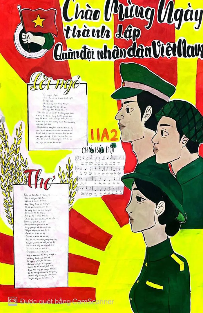 Vẽ tranh kỉ niệm 79 năm ngày thành lập quân đội nhân dân Việt Nam và 34 năm  ngày hội quốc phòng toàn dân | THPT Nguyễn Tất Thành