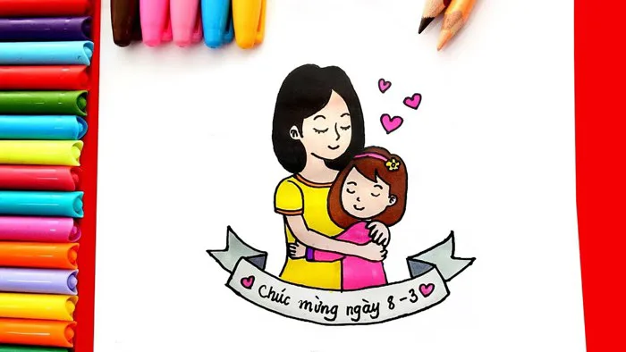 Cách vẽ tranh chủ đề ngày 8-3 | Vẽ tranh ngày Quốc tế Phụ nữ 8/3 đơn giản  mà đẹp