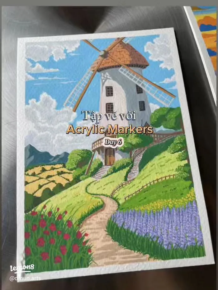 Cách vẽ tranh phong cảnh đơn giản bằng màu acrylic marker cho người mới Cách vẽ tranh phong cảnh đơn giản bằng màu acrylic marker cho người mới