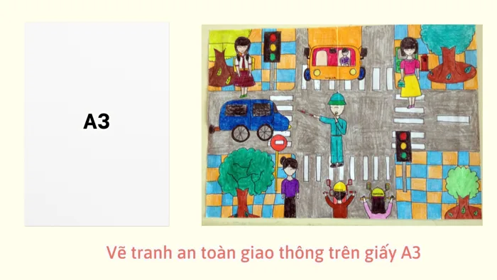 Vẽ tranh an toàn giao thông trên giấy A3 đơn giản, đẹp và ý nghĩa