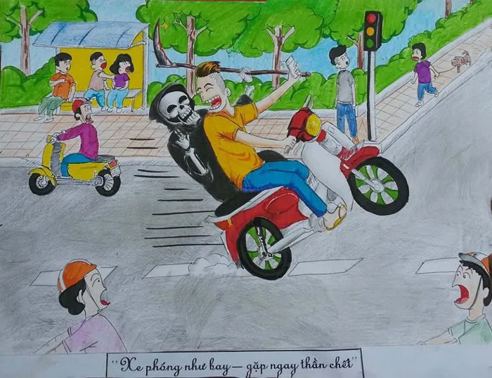 Tổng hợp tranh vẽ an toàn giao thông đẹp nhất | Tranh an toàn giao thông