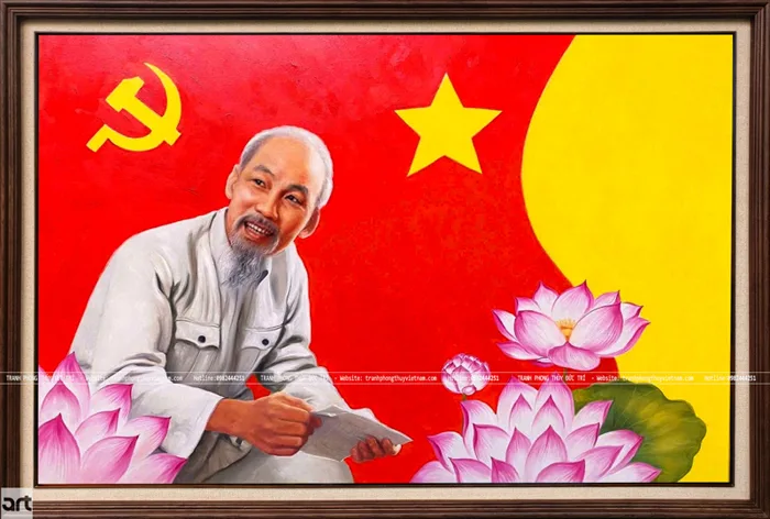 Tranh Bác Hồ treo phòng làm việc - Tranh Phong Thủy Tranh Bác Hồ treo phòng làm việc - Tranh Phong Thủy