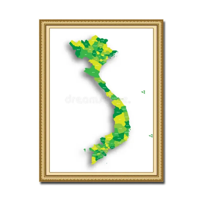 Mẫu tranh bản đồ Việt Nam với 63 tỉnh thành