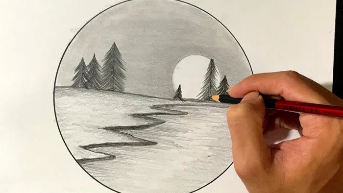 Vẽ Tranh Phong Cảnh Bằng Bút Chì Đơn Giản Mà Đẹp | how to draw scenery with  pencil