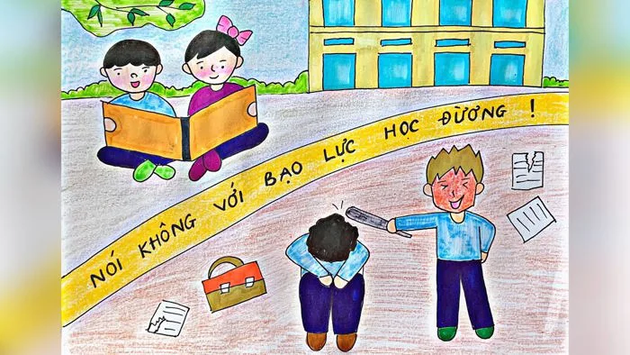 Vẽ tranh Bạo lực học đường | Tranh tuyên truyền phòng chống Bạo lực học  đường