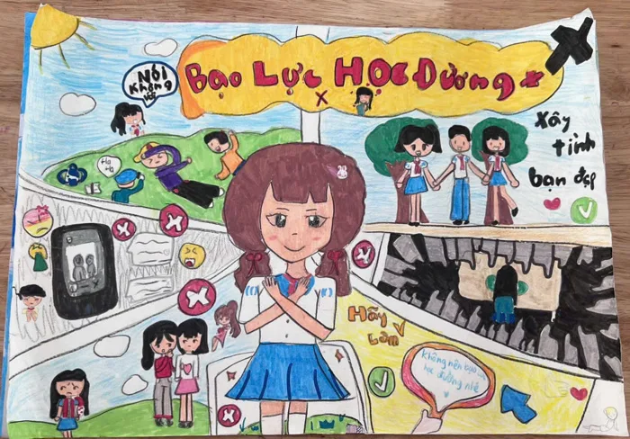 VẼ TRANH “SÁNG KIẾN ĐẢM BẢO TRẬT TỰ TRƯỜNG HỌC VỀ PHÒNG CHỐNG BẠO LỰC HỌC  ĐƯỜNG”