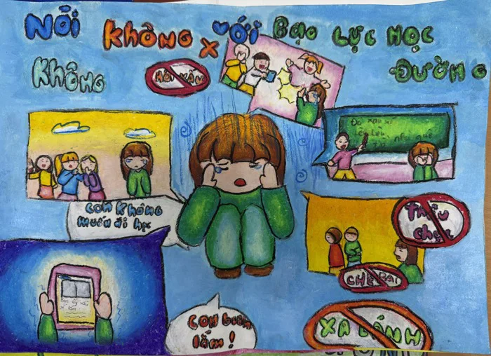 VẼ TRANH CỔ ĐỘNG PHÒNG CHỐNG BẠO LỰC HỌC ĐƯỜNG