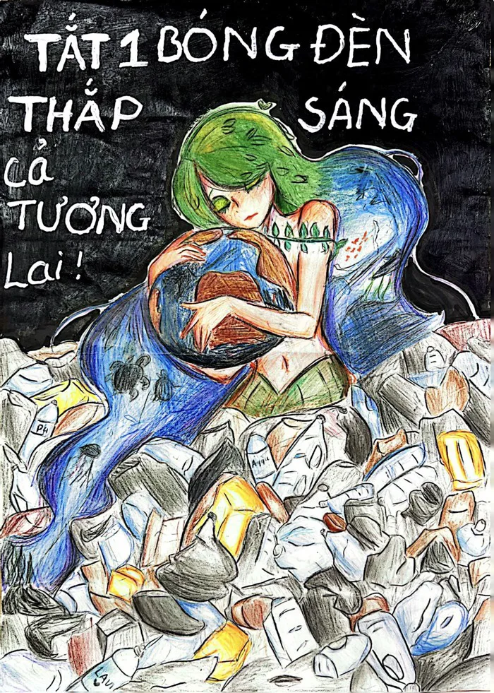 Học sinh trường Marie Curie hào hứng vẽ tranh bảo vệ môi trường
