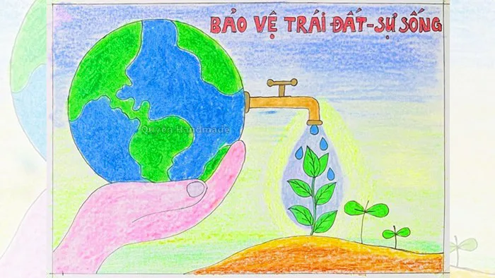Vẽ tranh bảo vệ môi trường | Vẽ bảo vệ môi trường | Vẽ tranh bảo vệ trái  đất xanh (29)