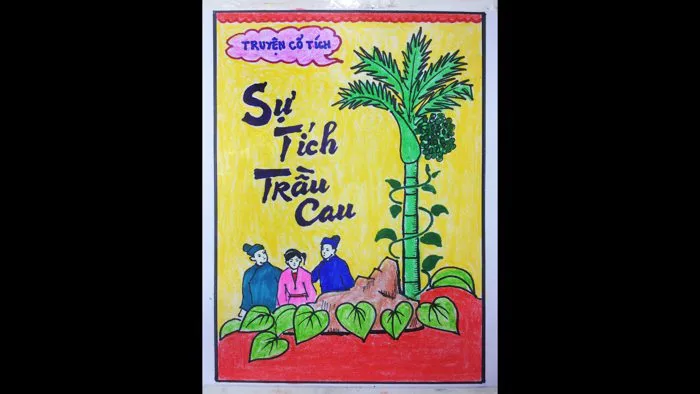 Vẽ tranh đề tài - vẽ trang trí bìa sách - truyện cổ tích Sự tích trầu cau.