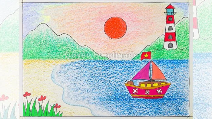 Tranh vẽ về biển đảo Việt Nam | Vẽ biển đảo quê hương | Tranh vẽ biển đảo  Việt Nam (7)