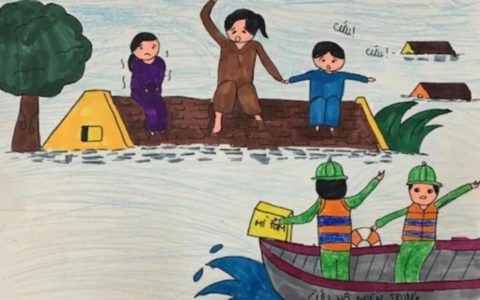 Vẽ tranh phòng chống thiên tai và thông điệp tuyên truyền