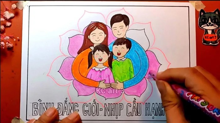 vẽ gia đình hạnh phúc - bình đẳng giới | vẽ ước mơ gia đình không bạo lực | Tranh áp phích - cổ động vẽ gia đình hạnh phúc - bình đẳng giới | vẽ ước mơ gia đình không bạo lực | Tranh áp phích - cổ động
