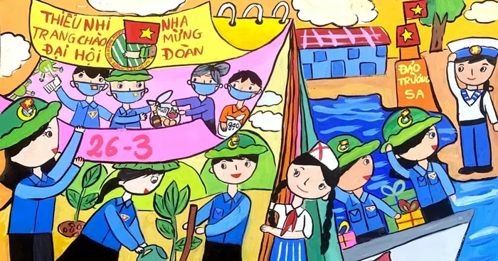 Ấn tượng tranh vẽ chào mừng Đại hội Đoàn XII