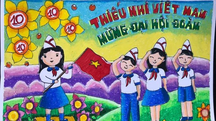 Vẽ tranh Thiếu Nhi Việt Nam Mừng Đại Hội Đoàn | Vẽ tranh Mừng Đại Hội Đoàn  | Huỳnh Ngọc Art