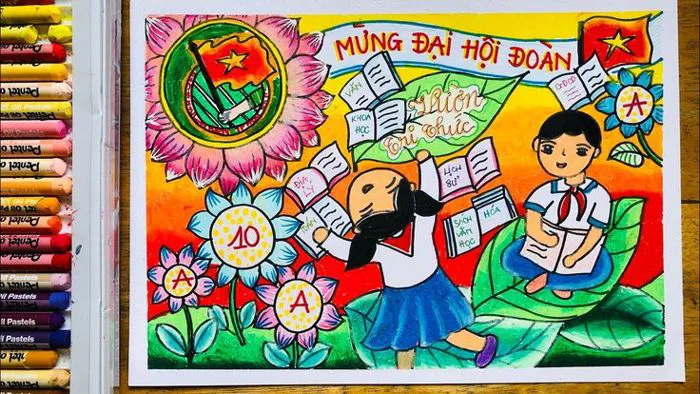Vẽ tranh Thiếu nhi mừng Đại hội Đoàn mới nhất | Thiếu nhi mừng Đại hội Đoàn  | Huỳnh Ngọc ART