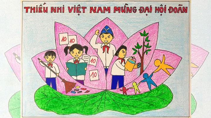 Vẽ tranh thiếu nhi Việt Nam mừng đại hội Đoàn | Vẽ thiếu nhi Việt Nam mừng  đại hội Đoàn