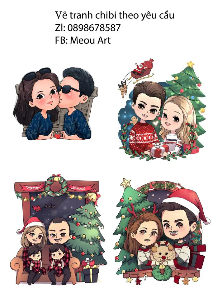 Vẽ chibi theo yêu cầu theo ảnh GIÁ RẺ chỉ từ ₫100,000