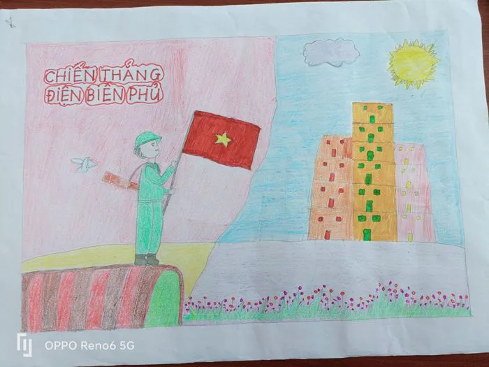 HỌC SINH LỚP 2B THAM GIA CUỘC THI: “VẼ TRANH CỦA THIẾU NIÊN, NHI ĐỒNG VỀ CHIẾN  THẮNG ĐIỆN BIÊN PHỦ ...