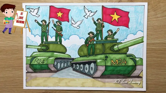 Vẽ tranh kỷ niệm 70 năm chiến thắng Điện Biên Phủ | Vẽ chú bộ đội chiến  thắng Điện Biên Phủ P3