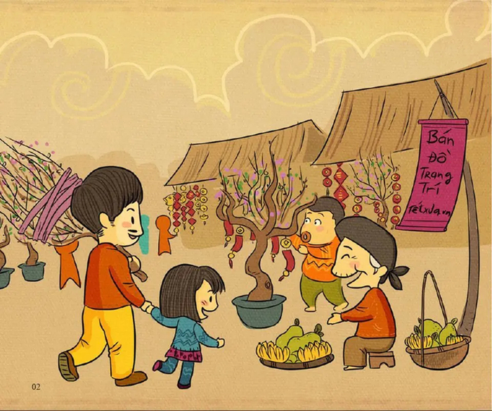 Tranh vẽ chợ Tết - Tinh hoa nghệ thuật đón xuân