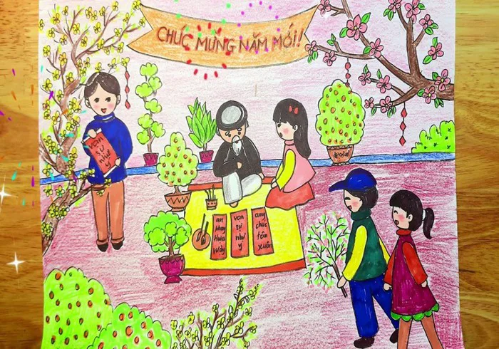 20+ Cách vẽ tranh ngày tết và mùa xuân đơn giản mà đẹp