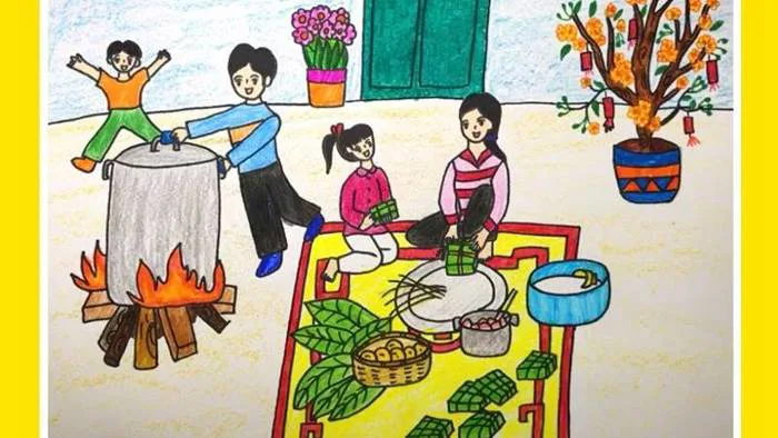 10 ý tưởng vẽ tranh chủ đề ngày Tết đẹp, ý nghĩa cho bé