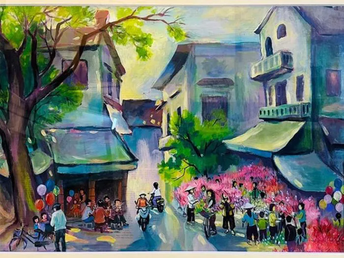 Vẽ tranh chợ Tết đơn giản – Giữ gìn nét đẹp văn hóa Việt